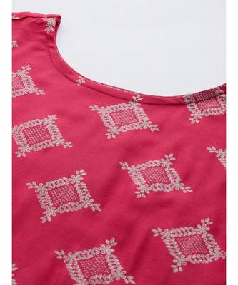Indo Era Pink Foil Printed Straight Kurta with Pant Set 6