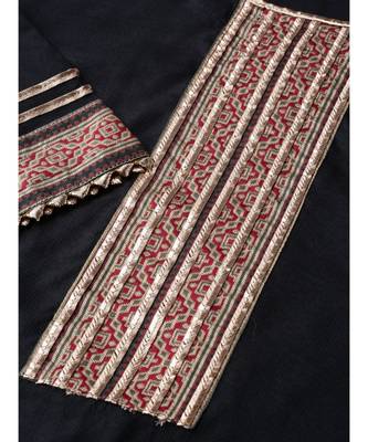 Indo Era Black Solid Straight Kurta Palazzo with Dupatta Set 5