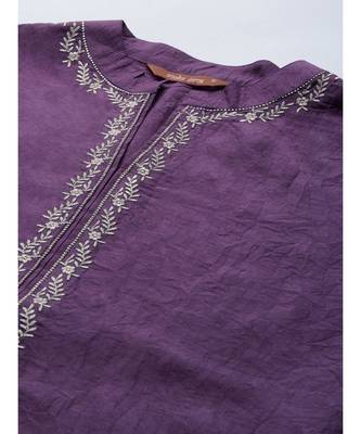 Indo Era Purple Embroidered Straight Kurta with Palazzo Set 6