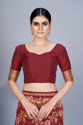 Maroon woven art silk saree saree with blouse 4