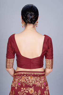 Maroon woven art silk saree saree with blouse 5