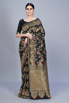Black Woven Art Silk Saree Saree With Blouse 1