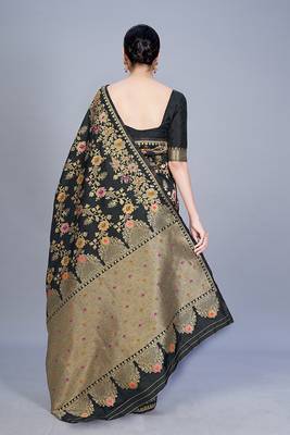 Black Woven Art Silk Saree Saree With Blouse 3