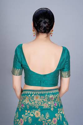 Teal woven art silk saree saree with blouse 4
