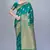 Teal woven art silk saree with blouse