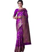 purple woven jacquard saree with blouse