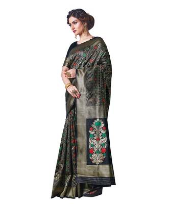 black woven jacquard saree with blouse 2