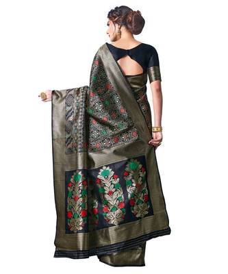 black woven jacquard saree with blouse 3