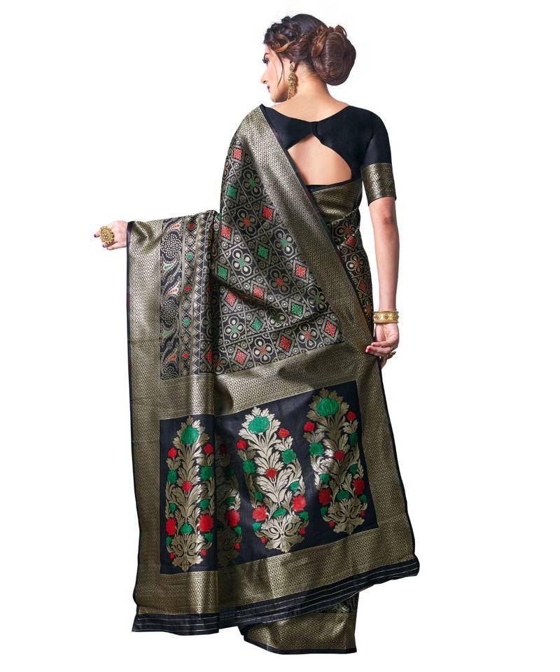 black woven jacquard saree with blouse