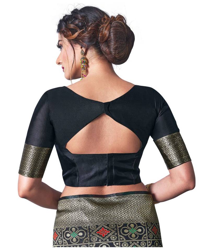 black woven jacquard saree with blouse