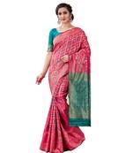 pink woven jacquard saree with blouse