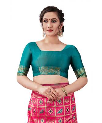 pink woven jacquard saree with blouse 5