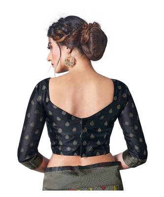 multicolor woven jacquard saree with blouse 5