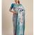 turquoise woven jacquard saree with blouse