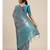 turquoise woven jacquard saree with blouse