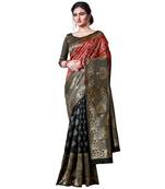 black woven jacquard saree with blouse