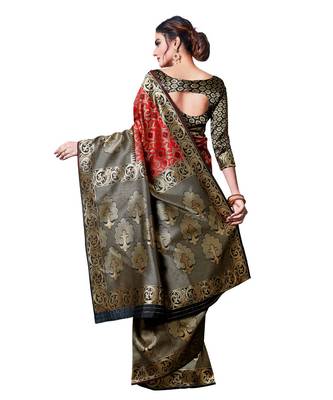 black woven jacquard saree with blouse 2