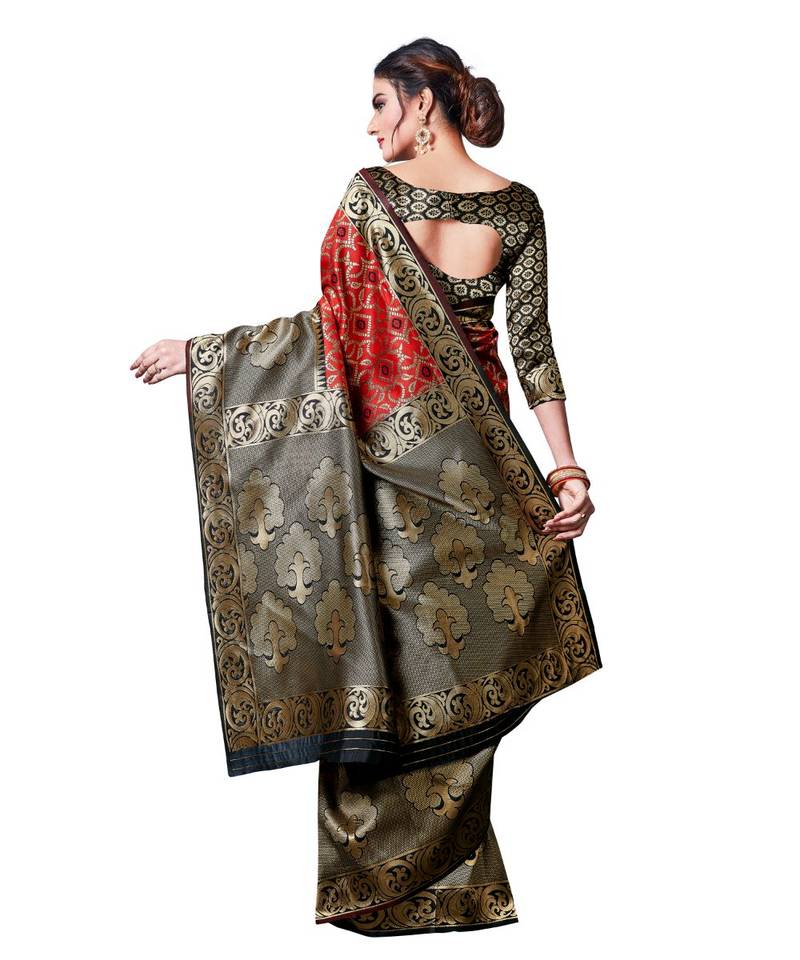 black woven jacquard saree with blouse