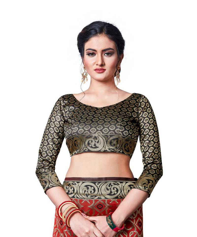 black woven jacquard saree with blouse