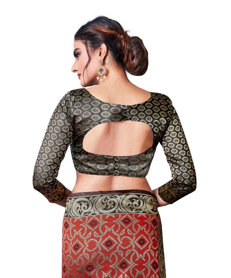 black woven jacquard saree with blouse