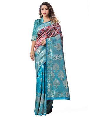 maroon woven jacquard saree with blouse 1
