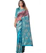 maroon woven jacquard saree with blouse