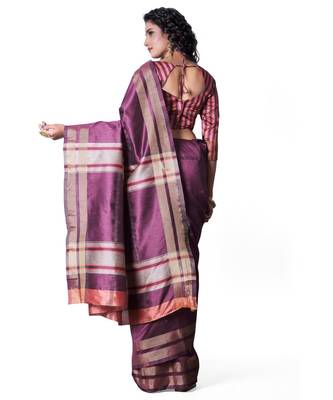 purple woven cotton_silk saree with blouse 3