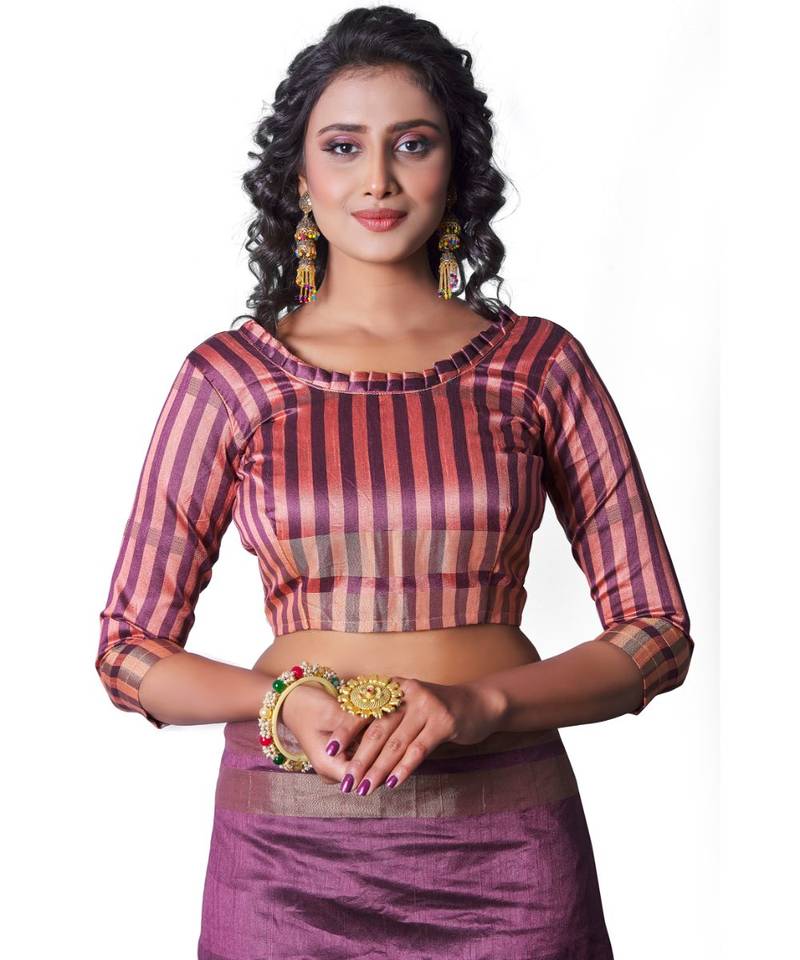 purple woven cotton_silk saree with blouse