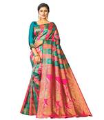 pink woven silk blend saree with blouse