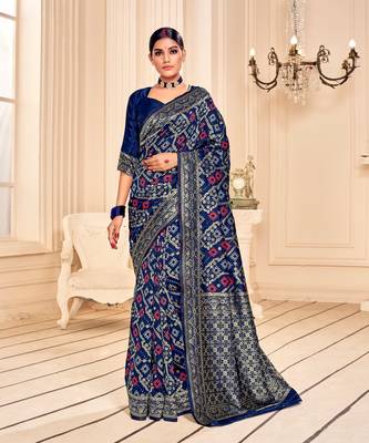 Blue Soft Woven silk Bandhani Saree 1