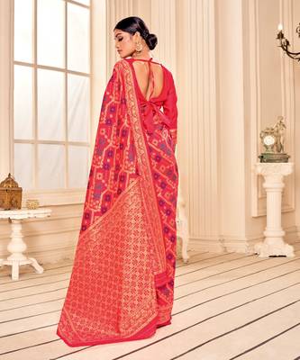 Rani Pink Soft Woven Bandhani Saree 3