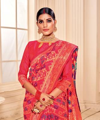 Rani Pink Soft Woven Bandhani Saree 4