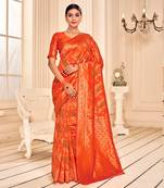 Orange Soft Woven Silk Bandhani Saree