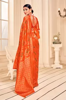 Orange Soft Woven Silk Bandhani Saree