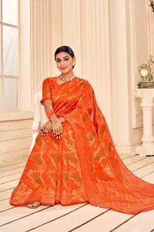 Orange Soft Woven Silk Bandhani Saree
