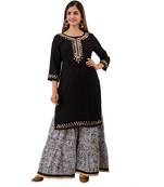 embroidered multicolor RAYON ethnic kurtis