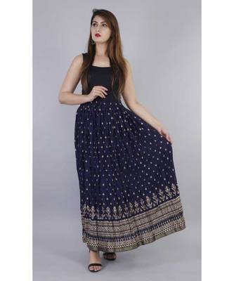 Jaipuri Printed Long royon Skirt 1