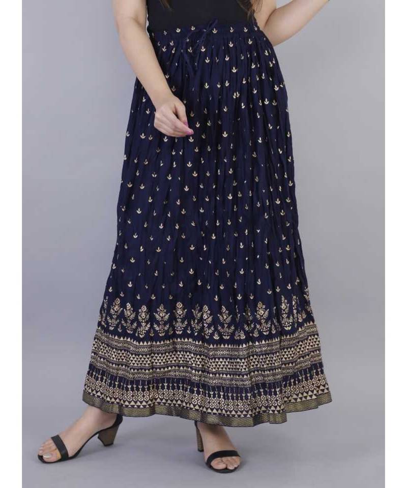 Jaipuri Printed Long royon Skirt - kastoori collection - 3541518