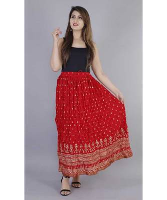 Jaipuri Printed Long royon Skirt 1