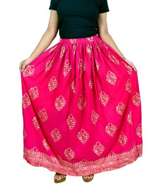Jaipuri Printed Long royon Skirt 1