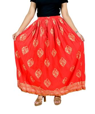 Jaipuri Printed Long royon Skirt 1