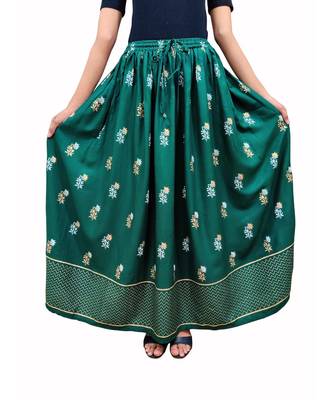 Jaipuri Printed Long royon Skirt 1