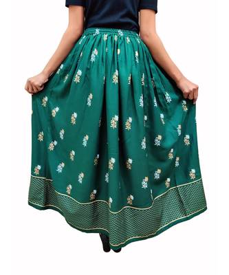 Jaipuri Printed Long royon Skirt 2