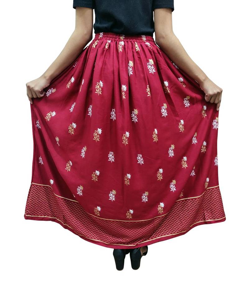 Jaipuri Printed Long royon Skirt