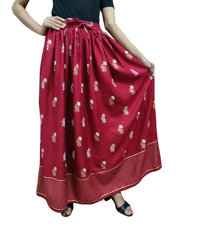 Jaipuri Printed Long royon Skirt