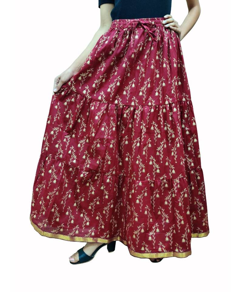 Jaipuri Printed Long royon Skirt