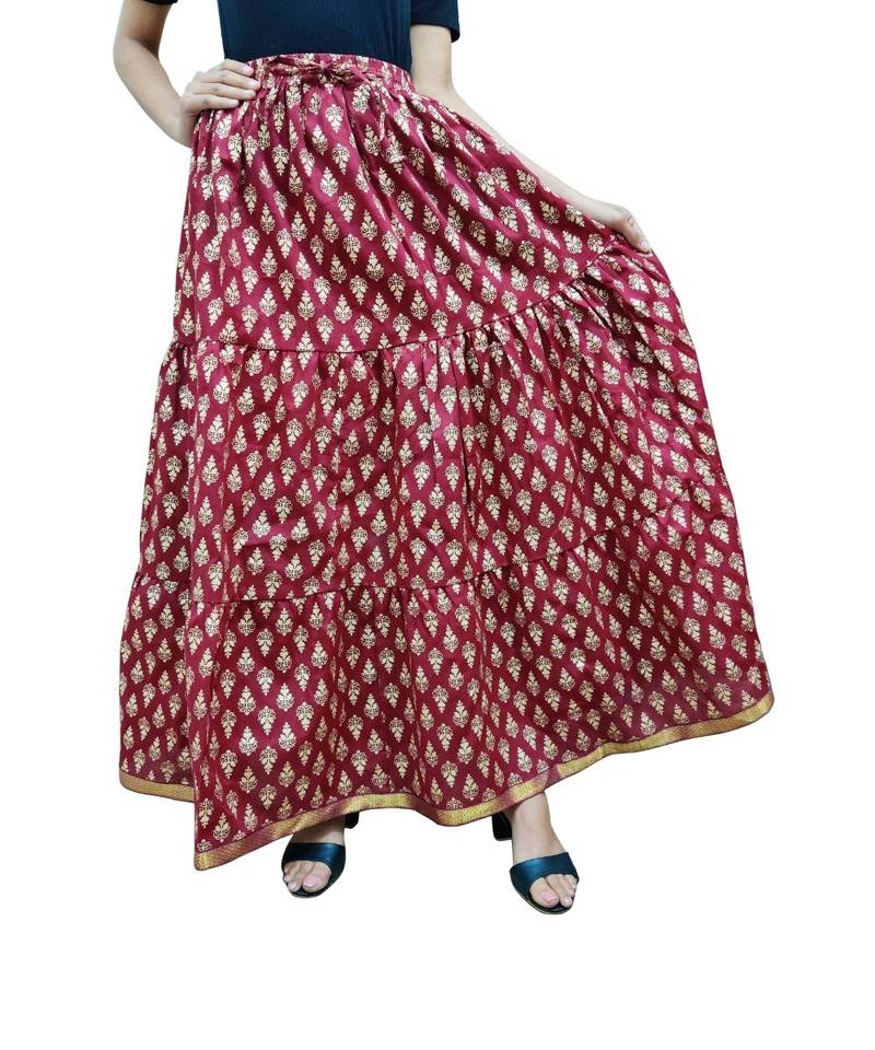 Jaipuri Printed Long royon Skirt