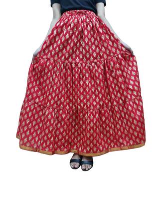 Jaipuri Printed Long royon Skirt 1