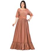 rust Cotton FLEX SHORT Sleeves Solid Womens gown