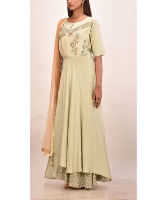 multicolor  muslin silk short sleeves solid women gown 2